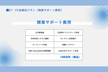 198万円でプロ仕様の開業セットが一式整うFCプラン