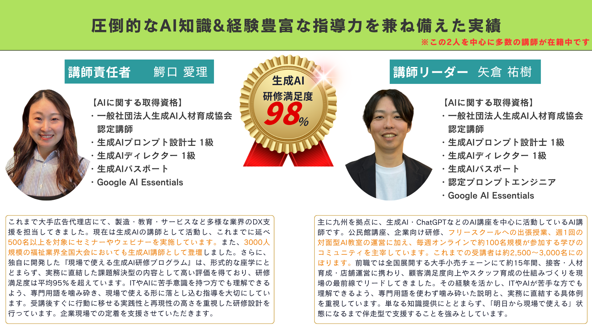 生成AI 研修満足度98％ ！