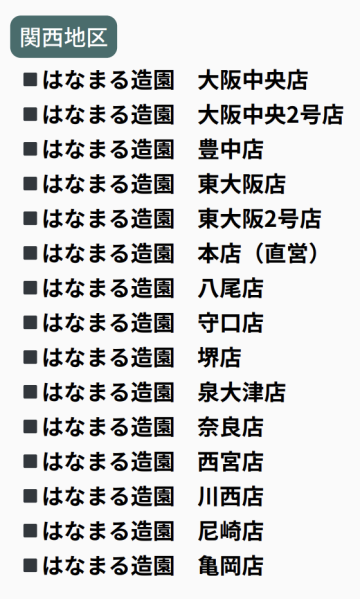 関西地区FC店舗