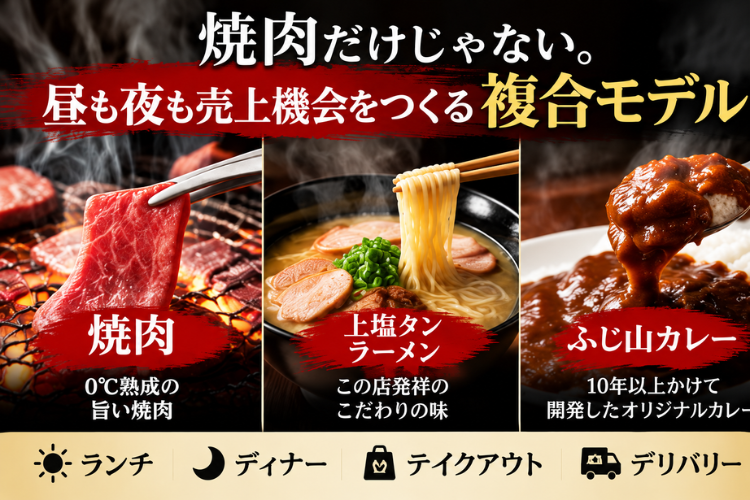 焼肉・ラーメン・カレーで一日を通して売上機会を創出