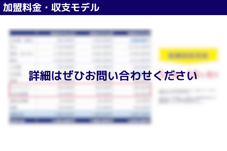 加盟金・収支モデルの詳細は、今すぐ資料でご確認を！