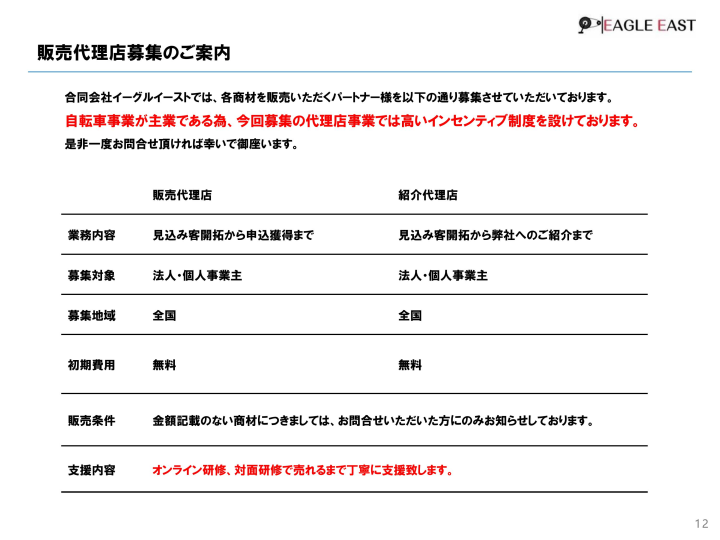 紹介だけでもOK！“ノーリスク×高リターン”の代理店制度！