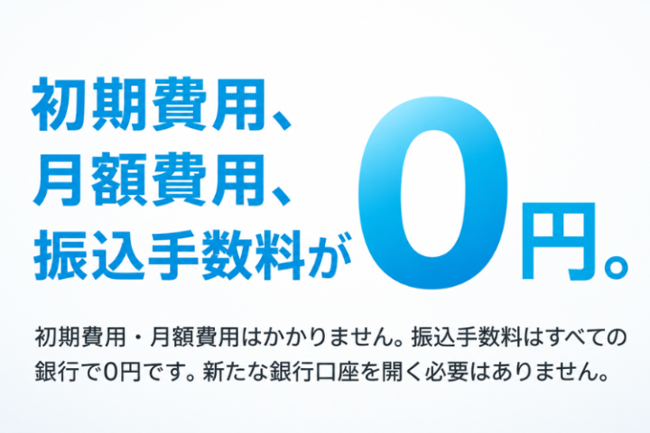 初期費用・月額費用・振込手数料0円。店舗へ提案しやすい。