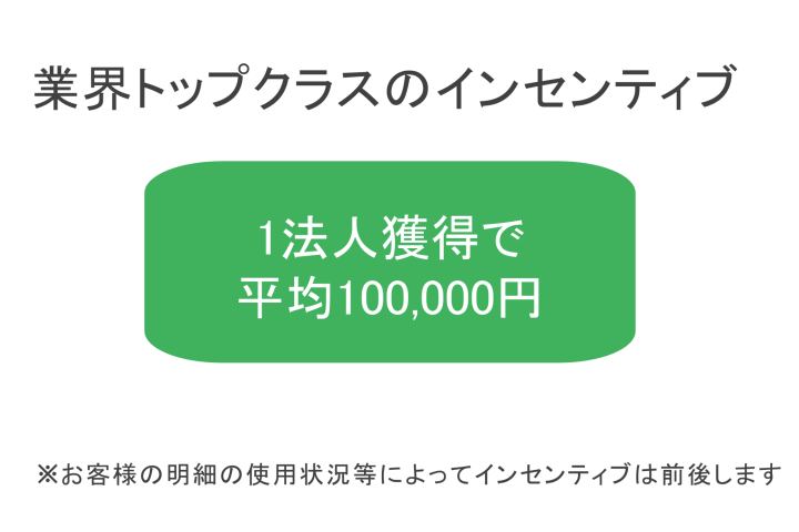 法人1件で高単価が狙える代理店モデル!