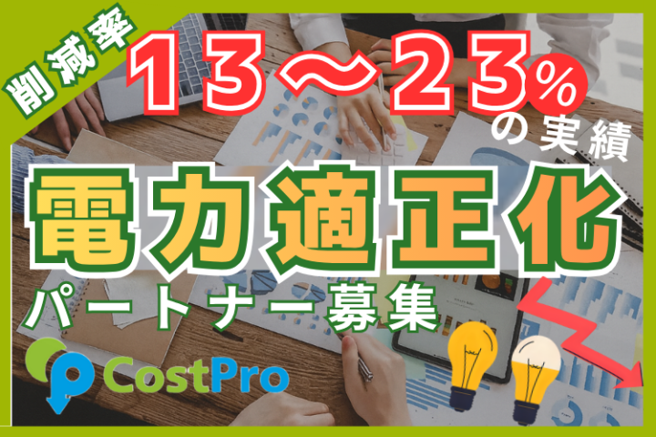 削減率13〜23%実績|法人向け電力適正化サービス「CostPro」代理店募集のメイン画像