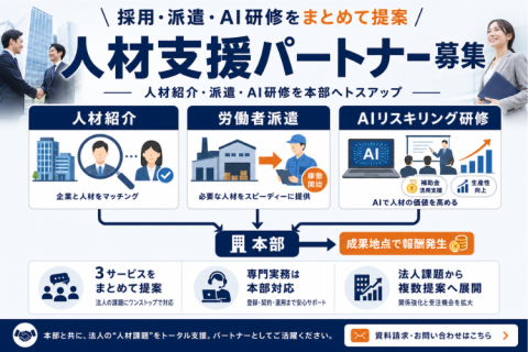 人材支援パートナー募集｜今なら20社限定お試しキャンペーン中