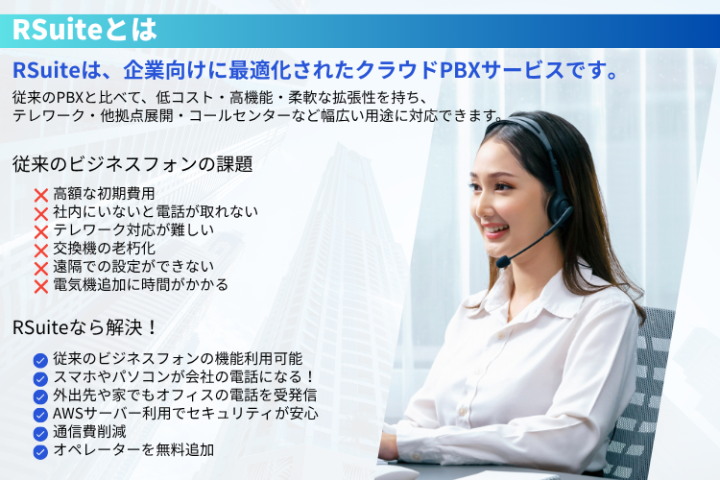 「ビジネスフォンの常識を変える!次世代クラウドPBX『RSuite』」