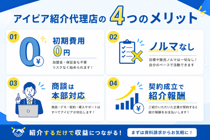 アイピア紹介代理店の4つのメリット